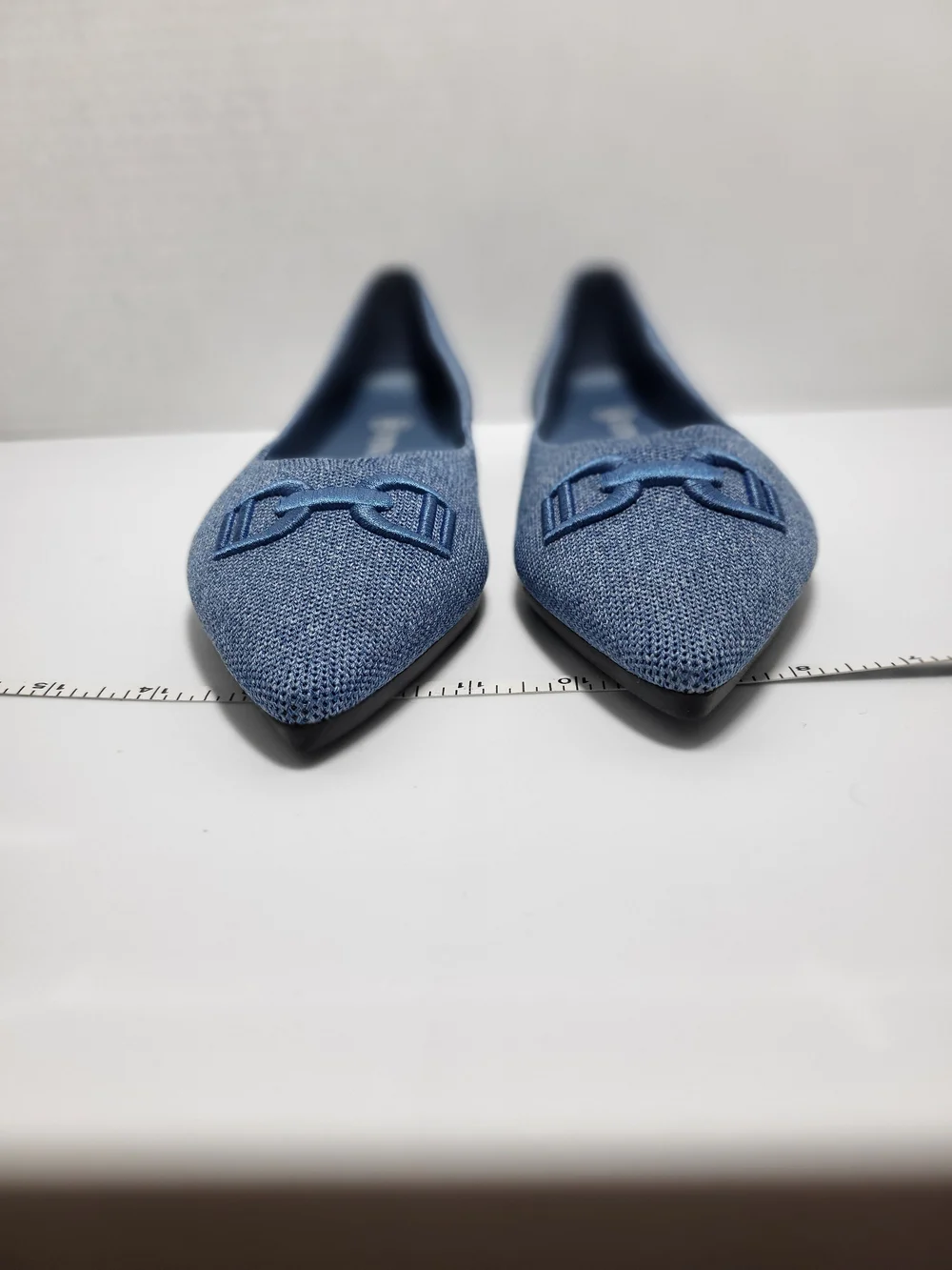 VIVAIA Aria Women’s Pointed-Toe Blue Knit Bow Flats Size US 8 EU 38.5